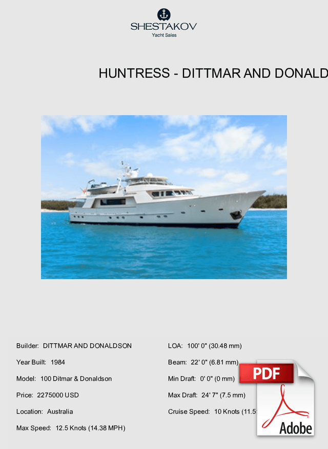 HUNTRESS - 100 Ditmar & Donaldson - 1984