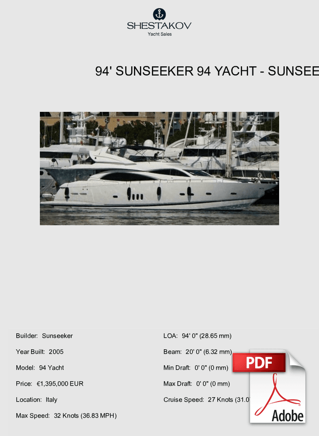 94' Sunseeker 94 Yacht - 94 Yacht - 2005