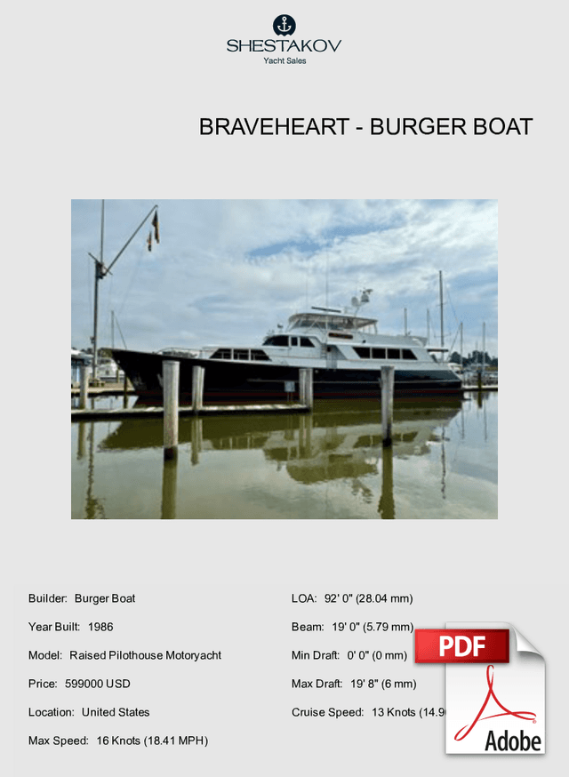 Braveheart - Raised Pilothouse Motoryacht - 1986