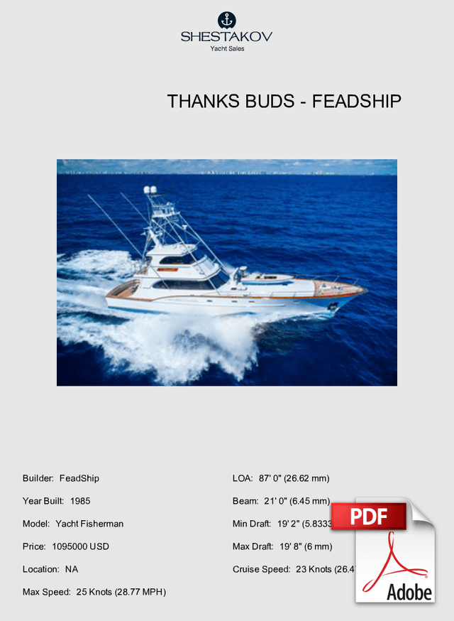 THANKS BUDS - Yacht Fisherman - 1985