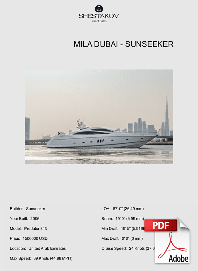 MILA DUBAI - Predator 84ft - 2006