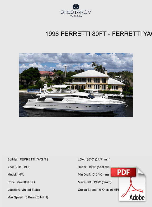 1998 Ferretti 80ft - N/A - 1998