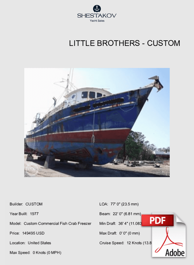 Little Brothers - Custom Commercial Fish Crab Freezer - 1977