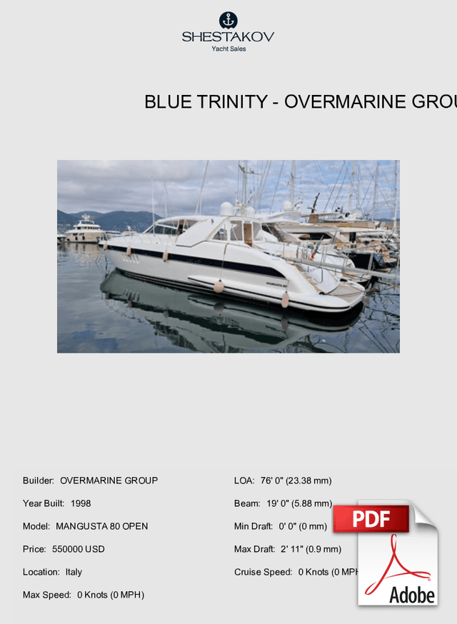 BLUE TRINITY - MANGUSTA 80 OPEN - 1999