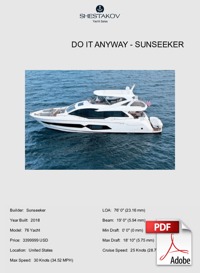 Do It Anyway - 76 Yacht - 2018