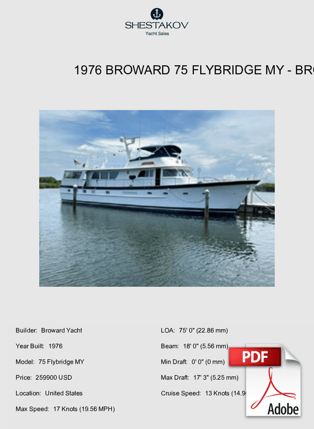 1976 Broward 75 Flybridge MY - 75 Flybridge MY - 1976