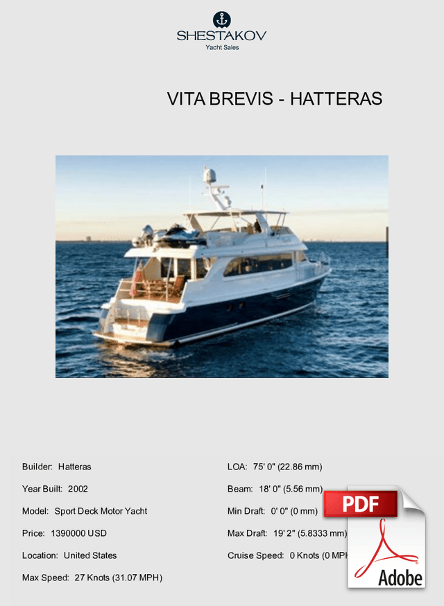 VITA BREVIS - Sport Deck Motor Yacht - 2002