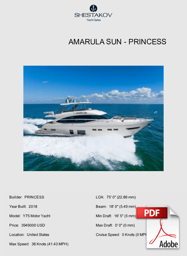 AMARULA SUN - Y75 Motor Yacht - 2018