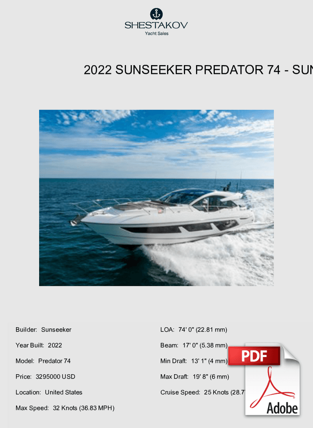 2022 Sunseeker Predator 74 - Predator 74 - 2022