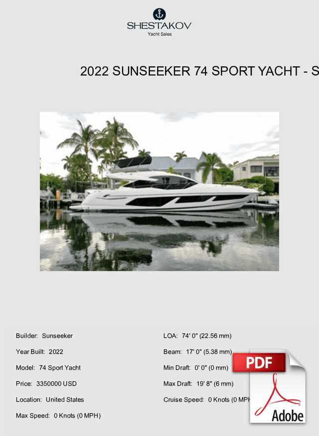 2022 Sunseeker 74 Sport Yacht - 74 Sport Yacht - 2022