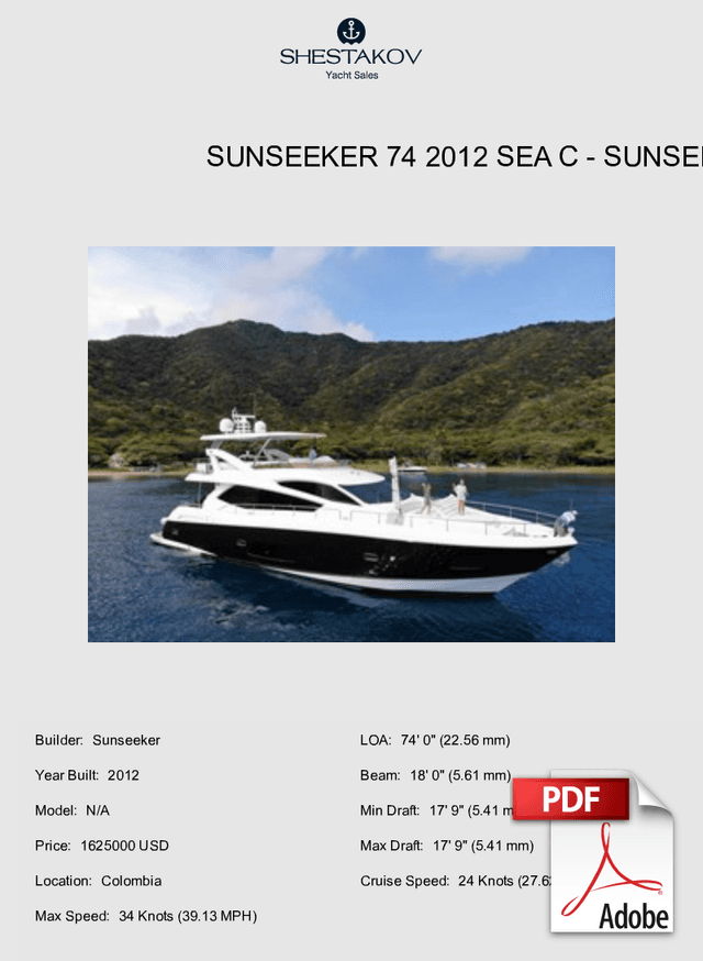 Sunseeker 74 2012 Sea C - N/A - 2012