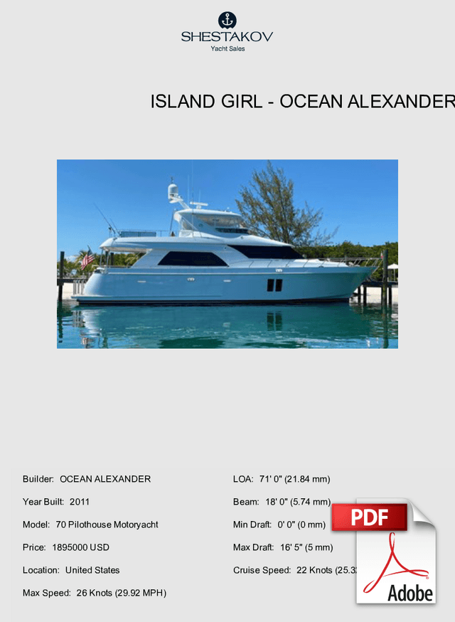 Island Girl - 70 Pilothouse Motoryacht - 2011