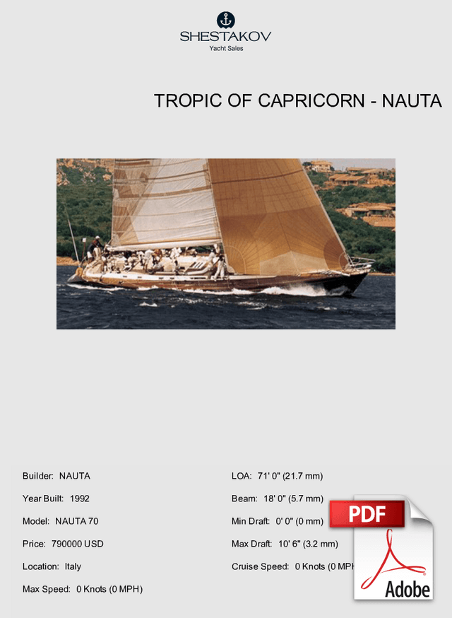 TROPIC OF CAPRICORN - NAUTA 70 - 1992