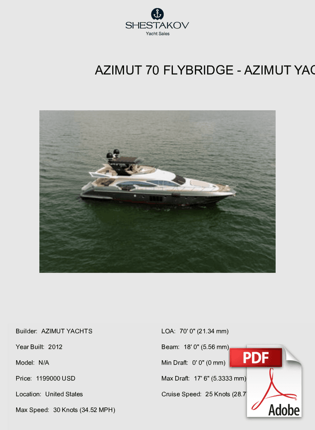 AZIMUT 70 FLYBRIDGE - N/A - 2012