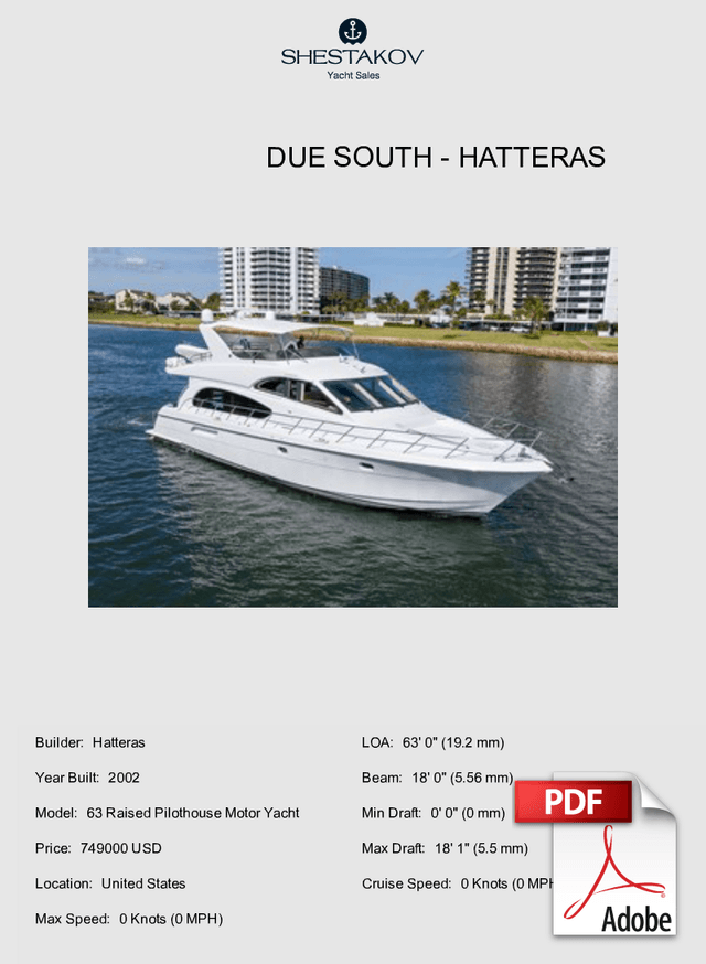 DUE SOUTH - 63 Raised Pilothouse Motor Yacht - 2002