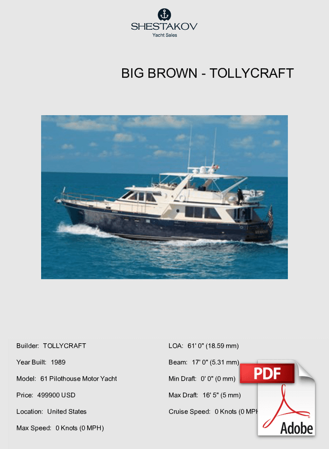 Big Brown - 61 Pilothouse Motor Yacht - 1989