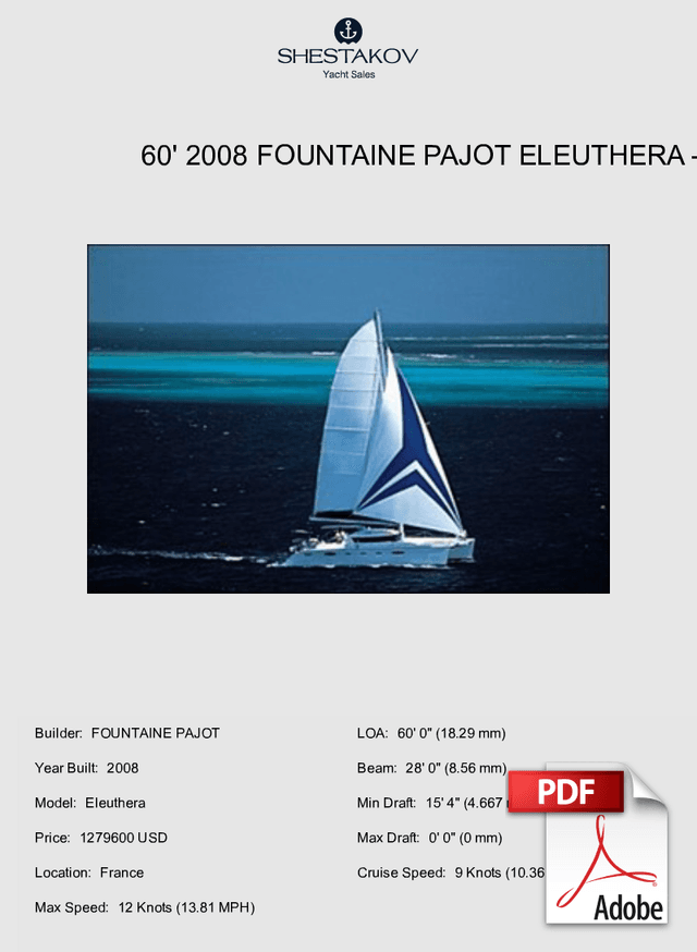 60' 2008 Fountaine Pajot Eleuthera - Eleuthera - 2008