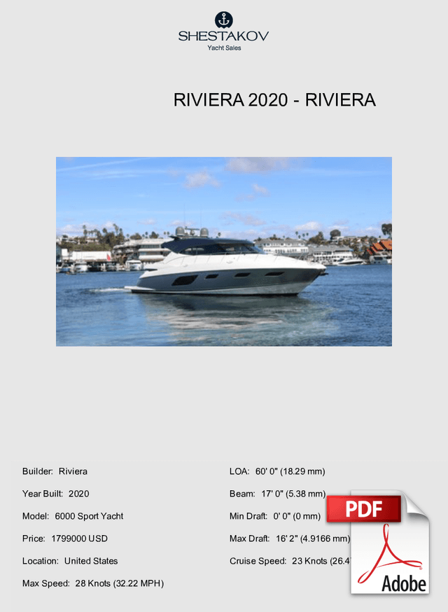 RIVIERA 2020 - 6000 Sport Yacht - 2020