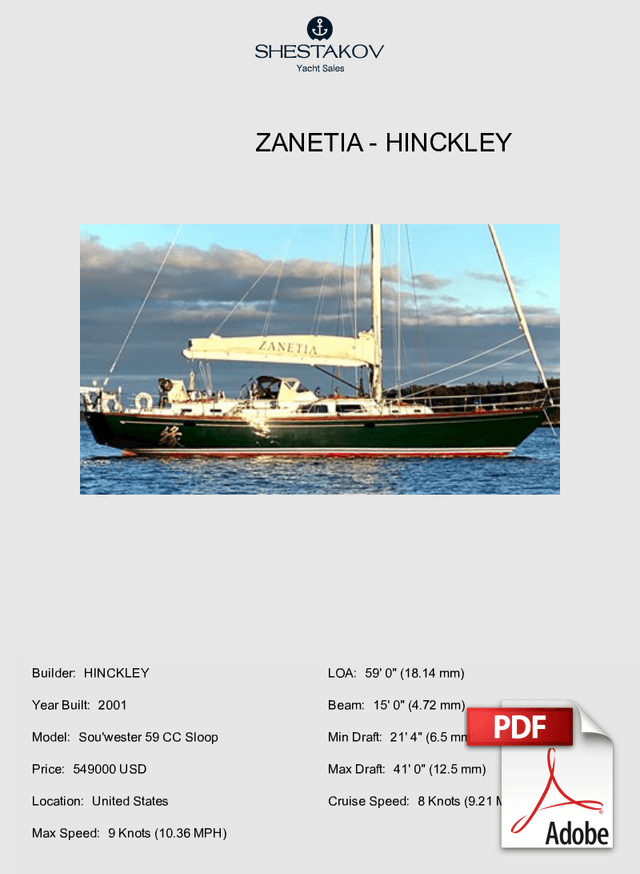 ZANETIA - Sou'wester 59 CC Sloop - 2001