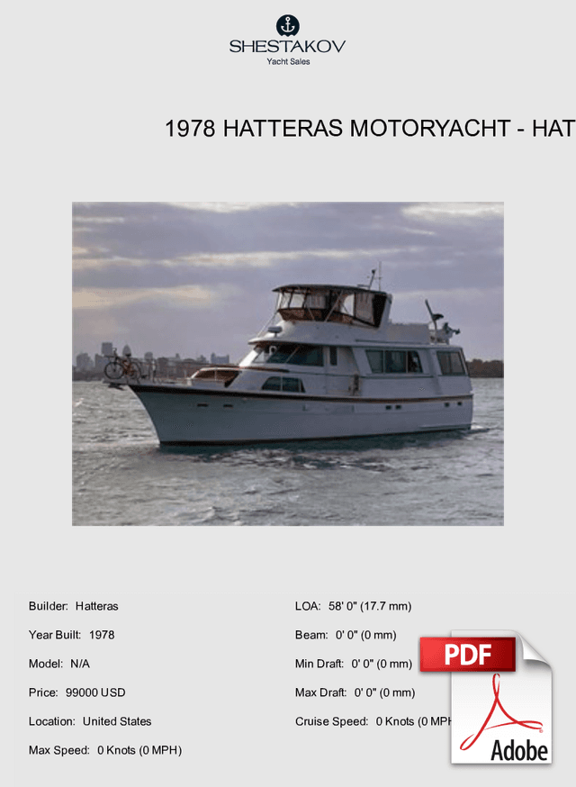 1978 HATTERAS MOTORYACHT - N/A - 1978