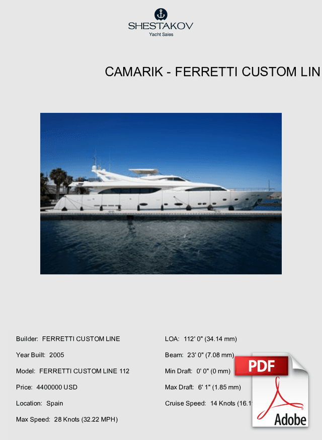 CAMARIK - FERRETTI CUSTOM LINE 112 - 2005