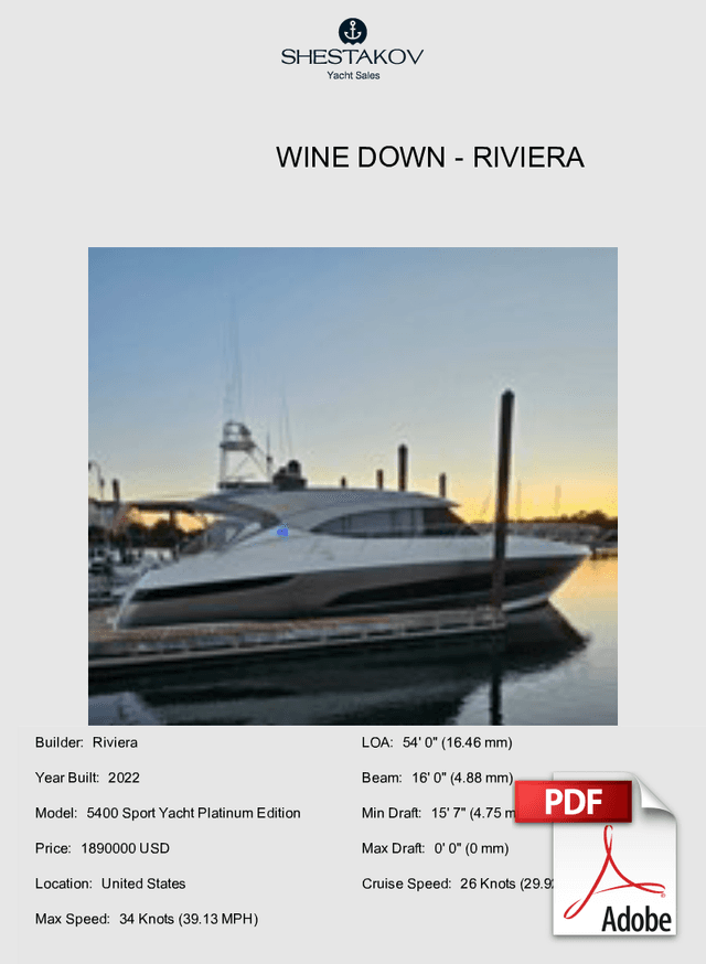 WINE DOWN - 5400 Sport Yacht Platinum Edition - 2022