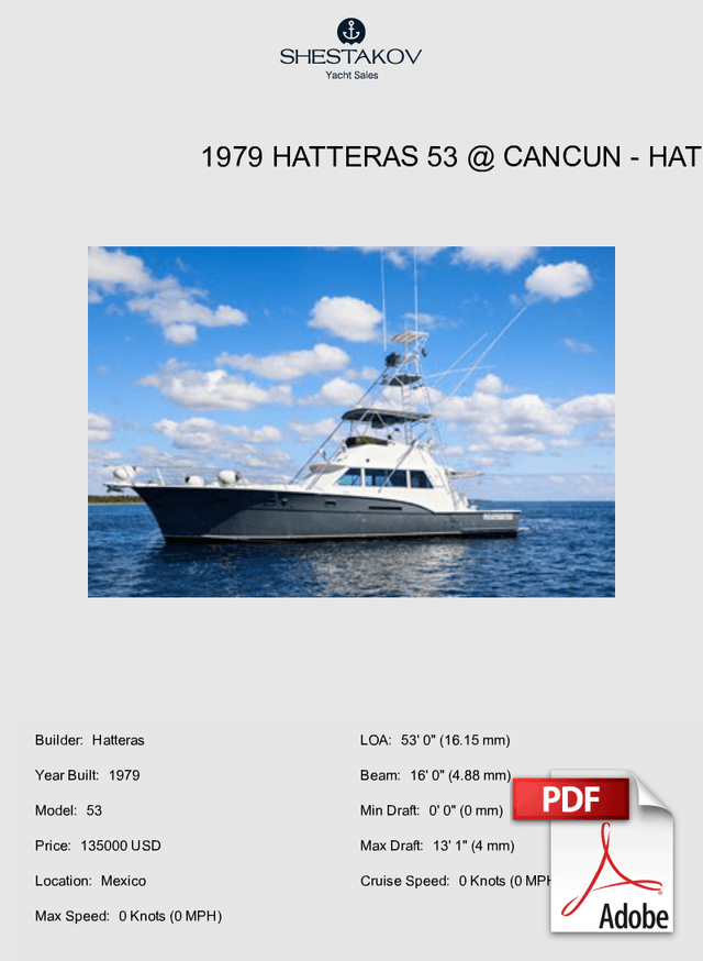 1979 HATTERAS 53 @ Cancun - 53 - 1979