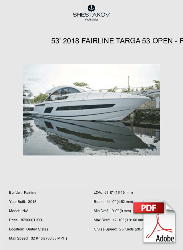 53' 2018 Fairline Targa 53 OPEN - N/A - 2018