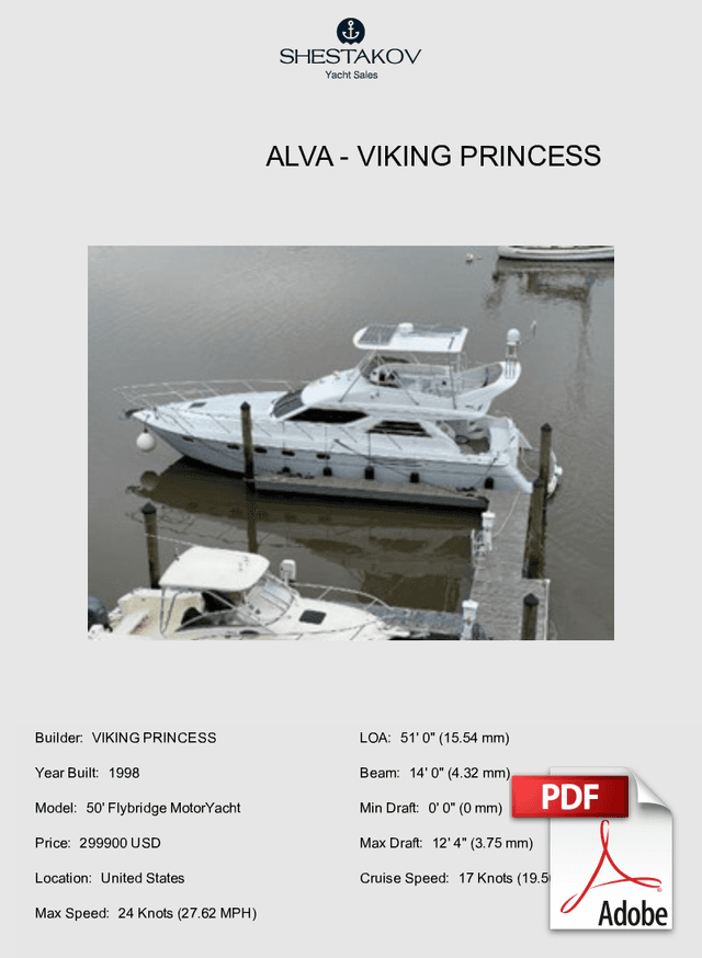 Alva - 50' Flybridge MotorYacht - 1998