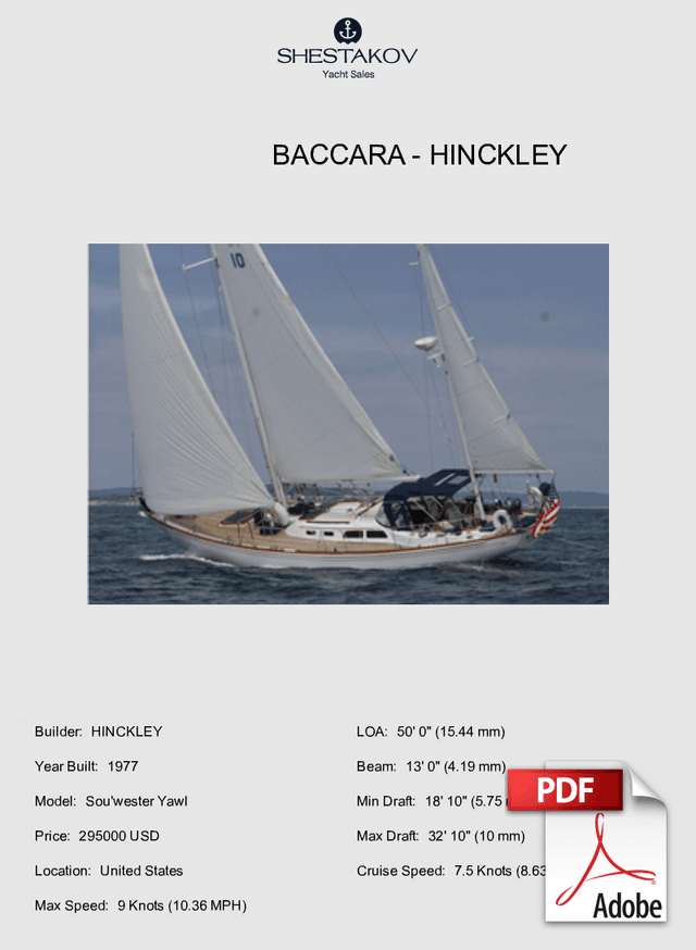 BACCARA - Sou'wester Yawl - 1977