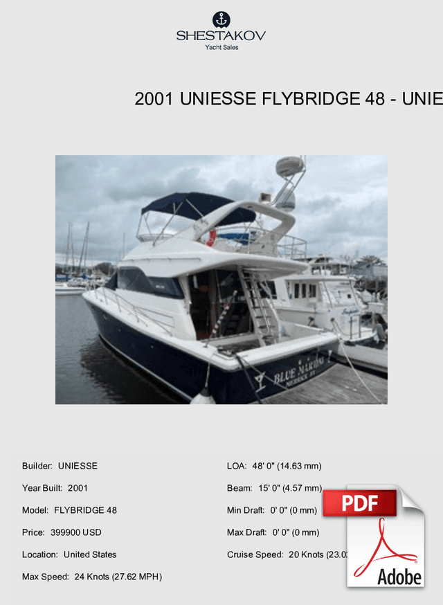 2001 Uniesse Flybridge 48 - FLYBRIDGE 48 - 2001