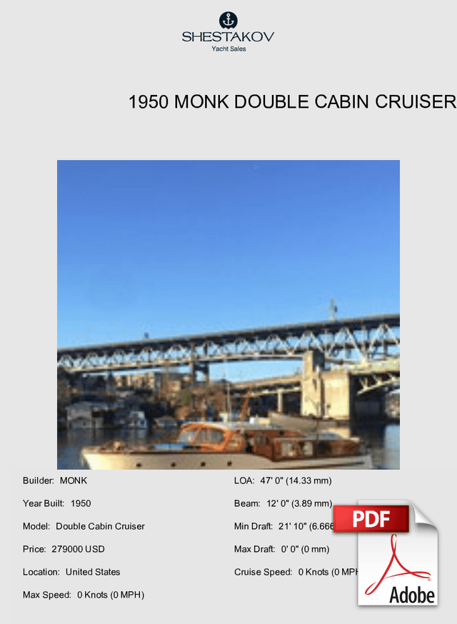 1950 Monk Double Cabin Cruiser - Double Cabin Cruiser - 1950