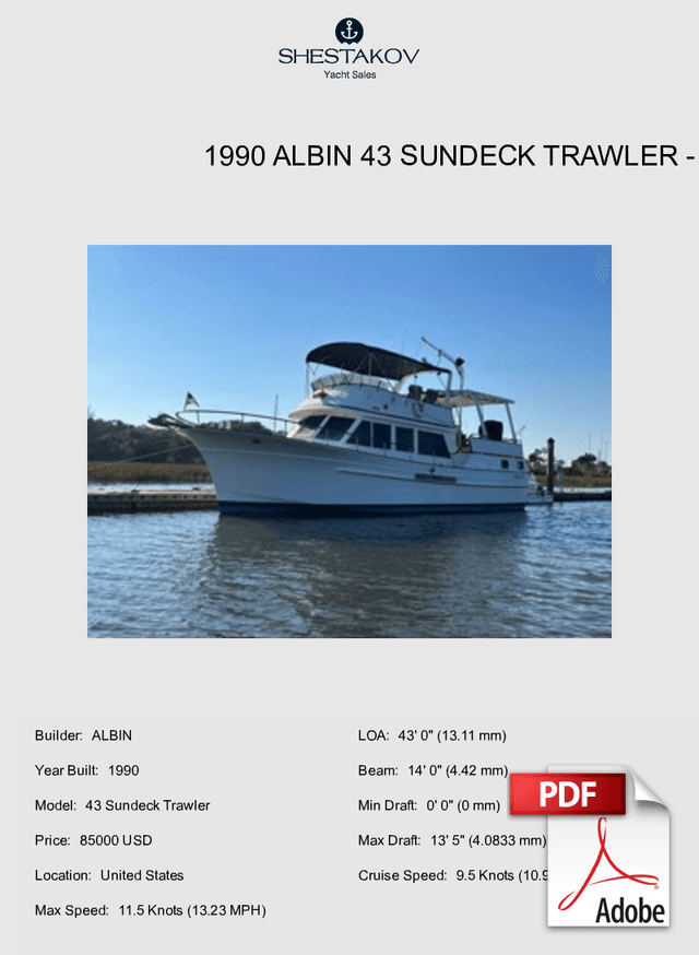 1990 Albin 43 Sundeck Trawler - 43 Sundeck Trawler - 1990