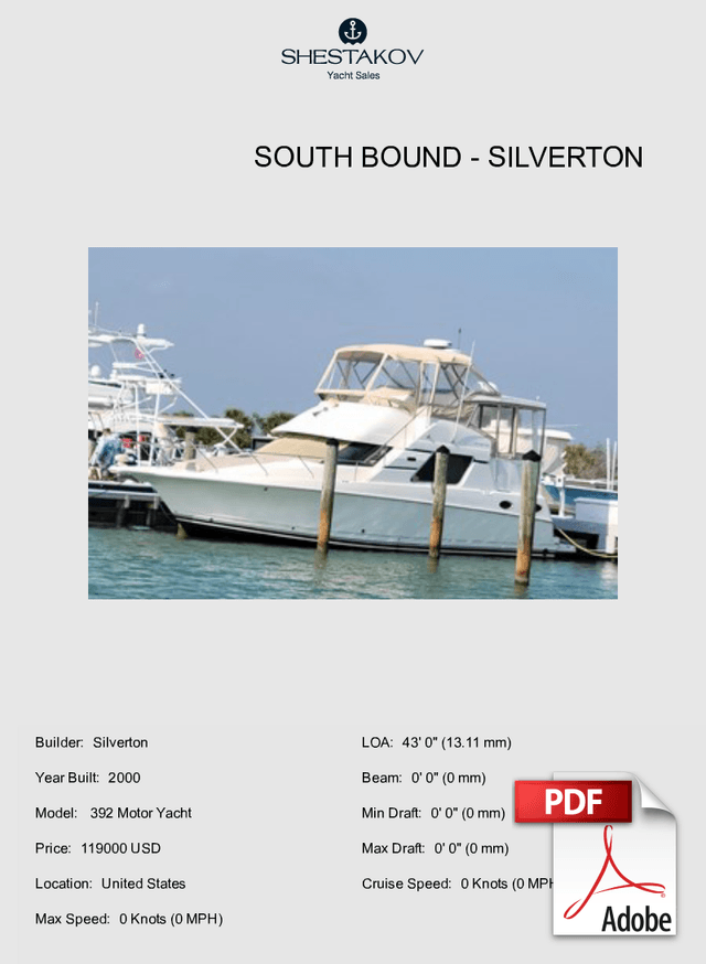 SOUTH BOUND -  392 Motor Yacht - 2000