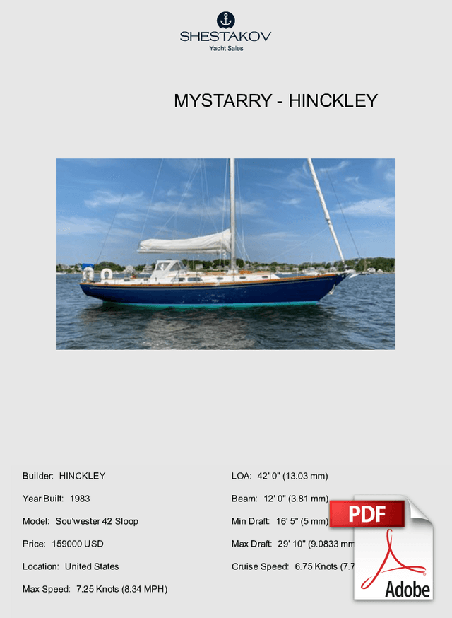 MYSTARRY - Sou'wester 42 Sloop - 1983