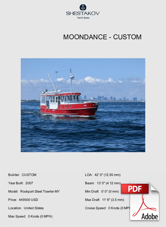 MOONDANCE - Rockport Steel Trawler MY - 2007