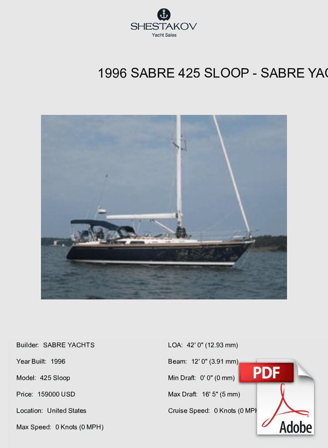 1996 Sabre 425 Sloop - 425 Sloop - 1996