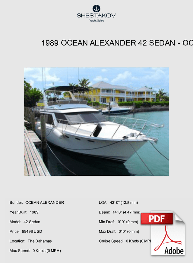 1989 Ocean Alexander 42 Sedan - 42 Sedan - 1989