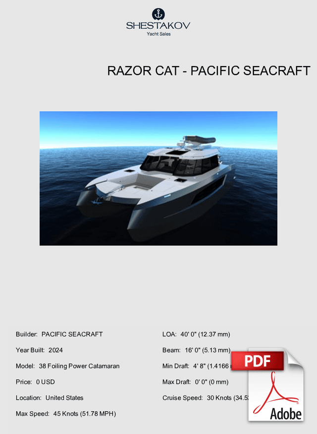 Razor Cat - 38 Foiling Power Catamaran - 2024