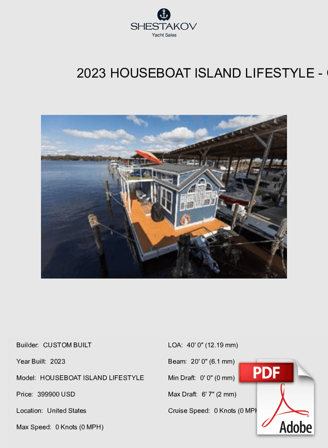 2023 HOUSEBOAT ISLAND LIFESTYLE - HOUSEBOAT ISLAND LIFESTYLE - 2023