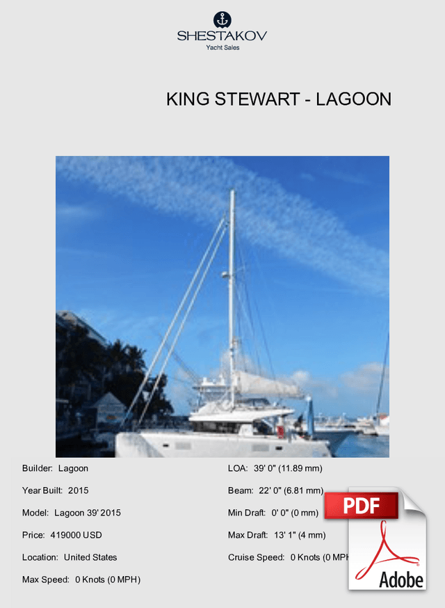 KING STEWART - Lagoon 39' 2015 - 2015