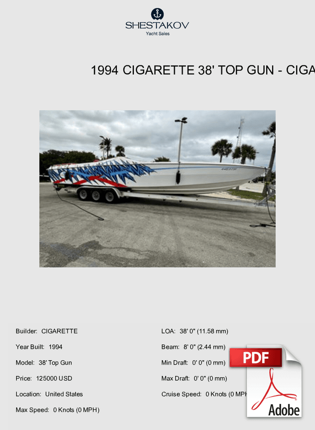 1994 Cigarette 38' Top Gun - 38' Top Gun - 1994