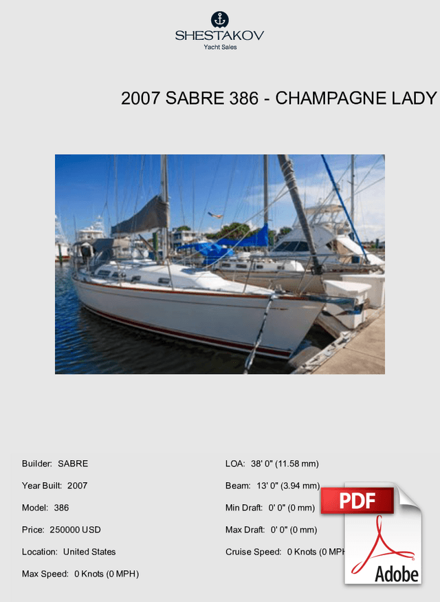 2007 SABRE 386 - CHAMPAGNE LADY - 386 - 2007