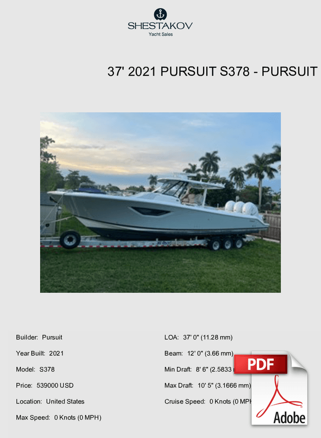 37' 2021 Pursuit S378 - S378 - 2021