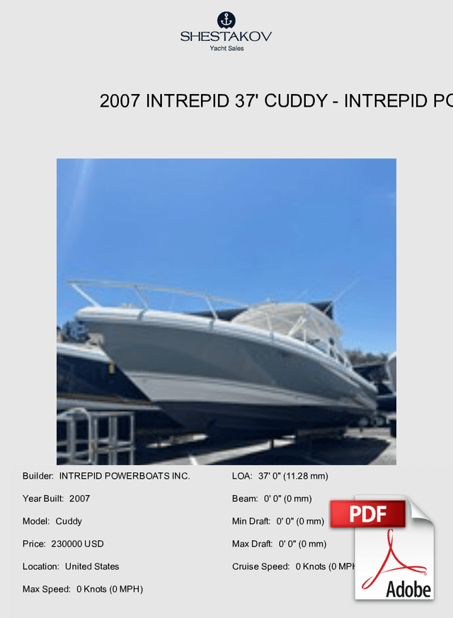 2007 Intrepid 37' Cuddy - Cuddy - 2007