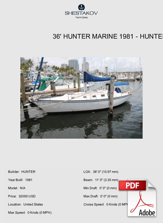 36' Hunter Marine 1981 - N/A - 1981