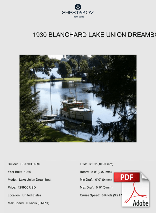 1930 Blanchard Lake Union Dreamboat - Lake Union Dreamboat - 1930