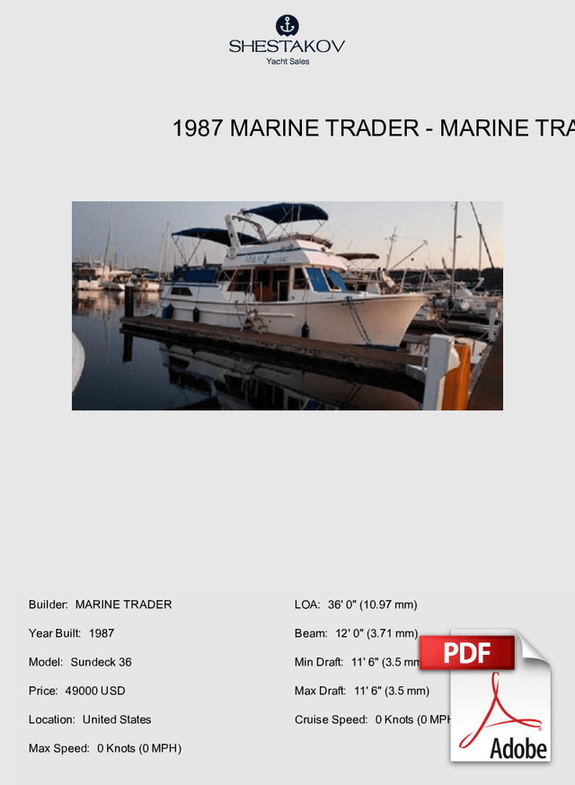 1987 Marine Trader - Sundeck 36 - 1987