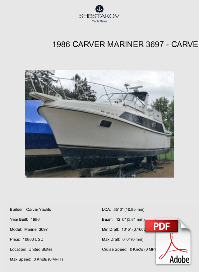 1986 Carver Mariner 3697 - Mariner 3697 - 1986