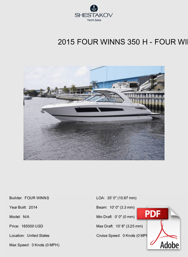 2015 FOUR WINNS 350 H - N/A - 2015